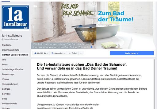  Screenshot - Die 1a-Installateure starten
Wettbewerb zum desolatesten Bad Österreichs und verwandeln es in das
Bad der Träume.