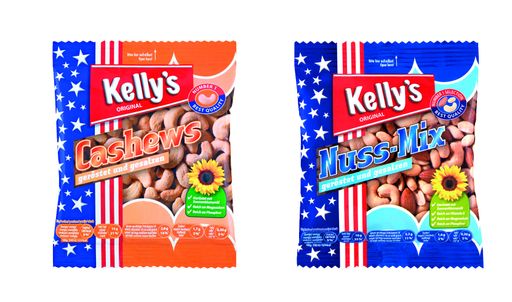  Kelly's Cashews geröstet und gesalzen und Kelly's
Nuss-Mix geröstet und gesalzen