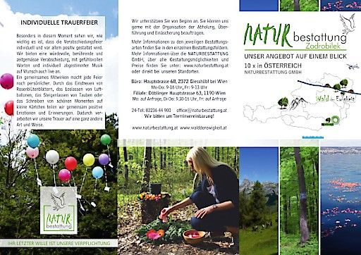  Aktueller Kundenfolder mit den Dienstleistungen der Naturbestattung GmbH . Zadrobilek