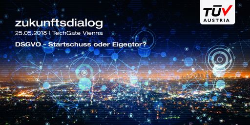 Am 25. Mai 2018 endet die Übergangsfrist für die
DSGVO. An diesem Tag diskutieren Expertinnen und Experten beim 2.
TÜV AUSTRIA zukunftsdialog über die Umsetzung und Folgen der DSGVO.
Anmeldung: www.tuv.at/zukunftsdialog