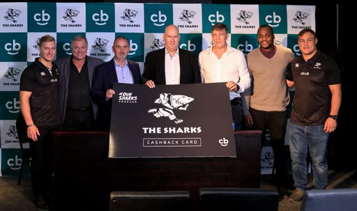  Tristan Blewett, Spieler von The Sharks, John
Allen, Managing Director Cashback World Südafrika, Herbert Teissel,
CNO Cashback World, Wim Grobler, CEO Cashback World IMEA, Gary
Teichmann, CEO und Spieler von The Sharks, Siseko Jafta, General
Manager von The Sharks, und Coenie Oosthuizen, Spieler von The
Sharks, freuen sich über die Kooperation (v.l.n.r).