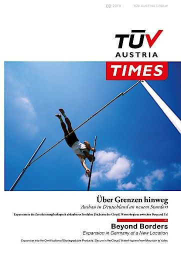 Vorschau Bild von ANHANG zu OTS - TÜV AUSTRIA TIMES 2/2018: Die neueste Ausgabe berichtet über das TÜV AUSTRIA Internet of Things-Lab in Köln, die TÜV AUSTRIA OK compost-Zertifizierung biologischabbaubarer Produkte , Industrie 4.0, Mensch-Roboter-Kollaboration, Digitale Transformation und Werkstoffprüfung sowie IT Security und E-Mobility - und vieles mehr!