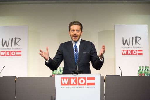 (C) photonews.at/Georges Schneider - Wien
18.05.2018 - Sondersitzung des Wirtschaftsparlaments anl. der
Amtsübergabe an der Spitze der.Wirtschaftskammer Österreich (WKÖ)
-.PHOTO: der neue WKÖ-Präsident Harald Mahrer bei seiner Rede.