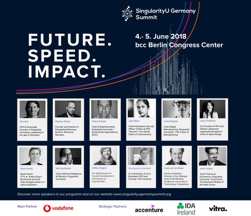 Singularity University Germany Summit -
Leitkonferenz für digitale Transformation, künstliche Intelligenz
und disruptive Technologien. Die Verwendung dieses Bildes ist für
redaktionelle Zwecke honorarfrei. Veröffentlichung bitte unter
Quellenangabe: "SingularityU Germany Summit 2018"