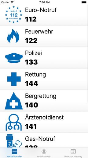 Vorschau Bild von Wer einen Notruf absetzen muss befindet sich im
Stress. Selbst wenn man üblicherweise alle Notrufnummern im Kopf
hat, tut man sich dann – verständlicherweise – mit dem Absetzen
eines Notrufes schwer und verliert im schlimmsten Fall
lebenswichtige Zeit. Diesem Problem hat sich das Forum
Mobilkommunikation angenommen und die, einfachst zu bedienende,
Notruf-App entwickelt.