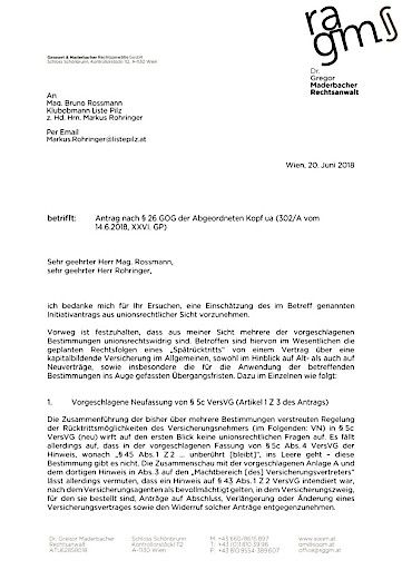 Vorschau Bild von Gutachten zu Gesetzesentwurf.