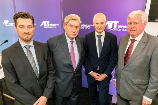 https://www.apa-fotoservice.at/galerie/14231 im Bild: Prok. Mag.
Alexander Svejkovsky (Chief Financial Officer (CFO), AIT Austrian
Institute of Technolog), Dr. Hannes Androsch, (Präsident des
Aufsichtsrates, AIT Austrian Institute of Technology), DI Anton
Plimon (Managing Director, AIT Austrian Institute of Technology),
Prof. Dr. Wolfgang Knoll (Managing Director, AIT Austrian Institute
of Technology)