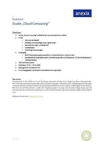  Factsheet Cloud Studie