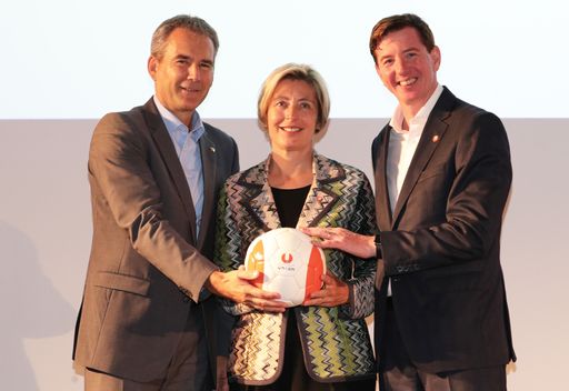 ST.POELTEN,AUSTRIA,30.JUN.18 - VARIOUS SPORTS -
Sportunion Bundestag. Image shows Hartwig Loeger, Michaela
Steinacker and president Peter McDonald..Photo: GEPA pictures/
Christian Ort