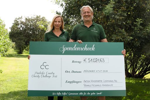 Übergabe des PCCC-Spendenschecks mit
Bundesministerin Juliane Bogner-Strauß und Robert Riedl (PERI Group)