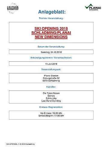 Vorschau Bild von Anlageblatt Ski-Opening Schladming 2018