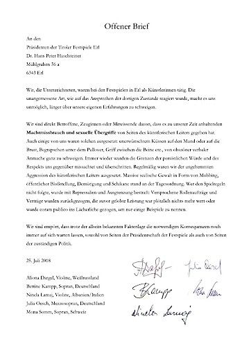  Offener Brief an den Präsidenten der Tiroler Festspiele Erl