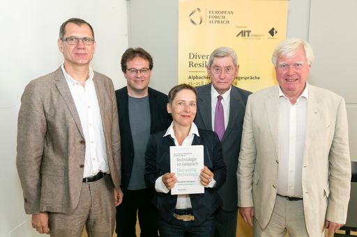  https://www.apa-fotoservice.at/galerie/14957/
(v.l.n.r.) Buchautor, Dr. DI Matthias Weber, MA,
Head of Center for Innovation Systems & Policy, AIT Austrian
Institute of Technology, DI Martin Kugler, Chefredakteur Universum
Magazin, Dr. Petra Schaper-Rinkel, Senior Scientist, Center for
Innovation Systems & Policy, AIT Austrian Institute of TechnologyDr.
Hannes Androsch, Präsident des Aufsichtsrates, AIT Austrian
Institute of Technology, Prof. Dr. Wolfgang Knoll, Managing
Director, AIT Austrian Institute of Technology,