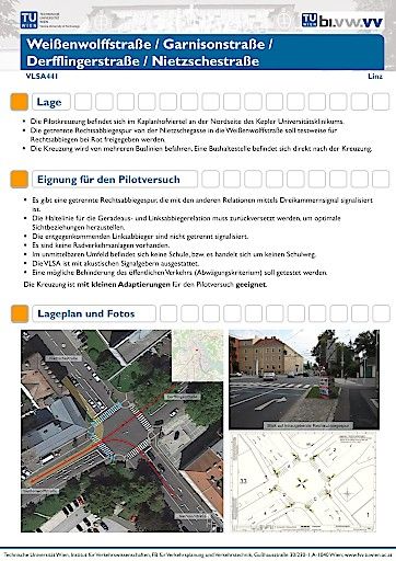 Vorschau Bild von Die drei Kreuzungen für das Pilotprojekt "Rechtsabbiegen bei Rot" in Linz.