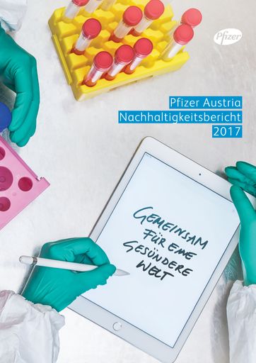 Cover des aktuellen Pfizer Austria
Nachhaltigkeitsberichts