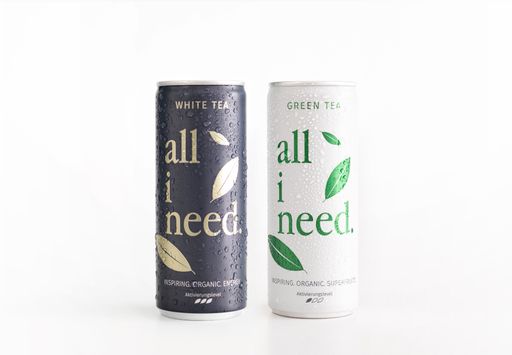 Vorschau Bild von all i need. Green Tea und all i need. White Tea
sind die beiden ersten CO2-neutralen Getränke am österreichischen
Markt.