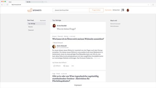 Vorschau Bild von Veranschaulichung der Übersicht des User Interfaces
der Josoor Answers Web App