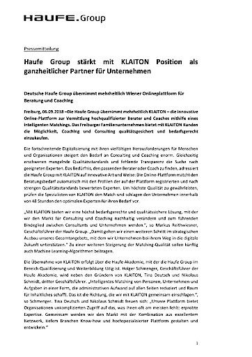 Vorschau Bild von Presseinformation Haufe Group_KLAITON