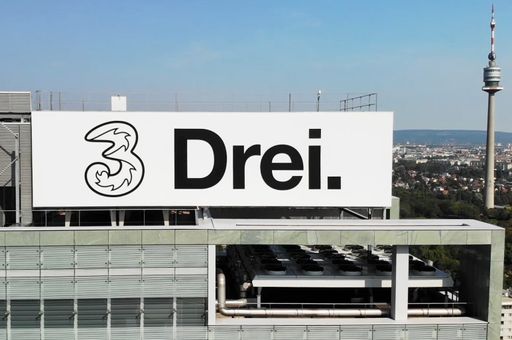 Vorschau Bild von Drei Logo. Österreich hat einen neuen
vollintegrierten Telekommunikations-Anbieter.