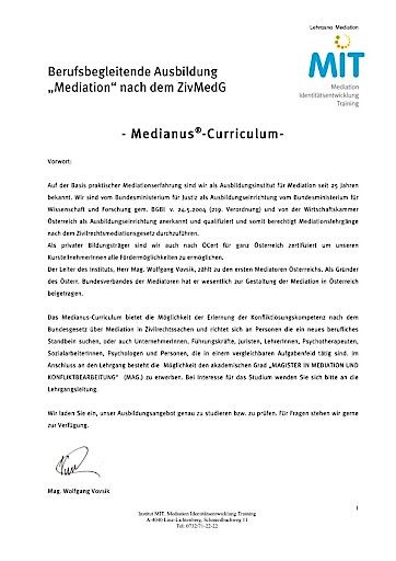 Vorschau Bild von ANHANG zu OTS Institut MIT Medianus® Curriculum Lehrgangsinformation