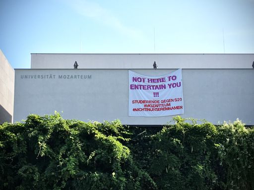 Mozarteum-Studierende protestieren gegen den
EU-Gipfel in ihrer Uni - zur honorarfreien Verwendung