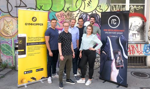 Gymhopper Gründer Silvan Krähenbühl (links) und
myClubs Gründer und CEO Tobias Homberger (Mitte)