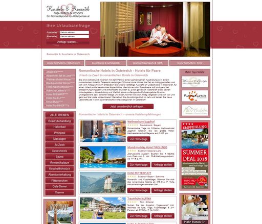 Kuscheln-Romantik.com - Hotelportal für
Kuschelbetriebe und romantische Betriebe in Österreich, Deutschland
und Südtirol
