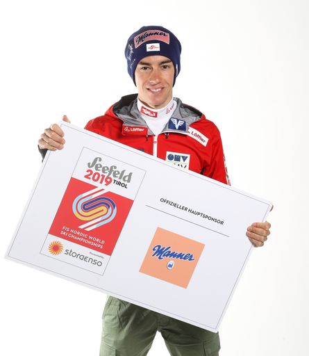 Stefan Kraft präsentiert Manner als Hauptsponsor
der FIS Nordischen Ski Weltmeisterschaften 2019 in Seefeld