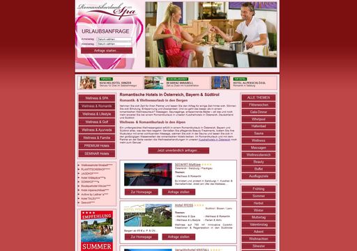  Romantikurlaub-Spa.com, Hotelportal für Kuschelhotels - Hotels
für Paare und Verliebte, Flitterwochen, Heiratsanträge, Kinderfreie
Hotels und vieles mehr...