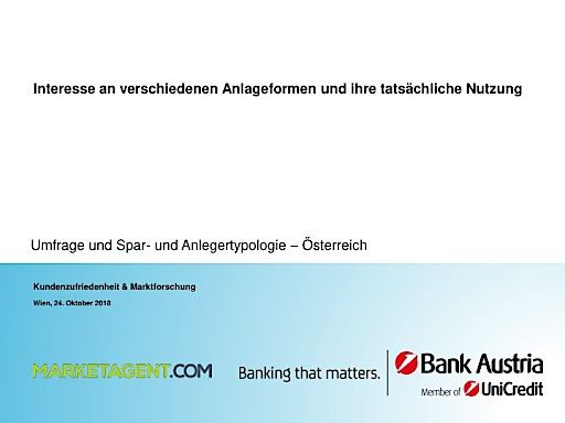 Vorschau Bild von Präsentation der UniCredit Bank Austria Umfrage "Interesse an verschiedenen Anlageformen und ihre tatsächliche Nutzung"