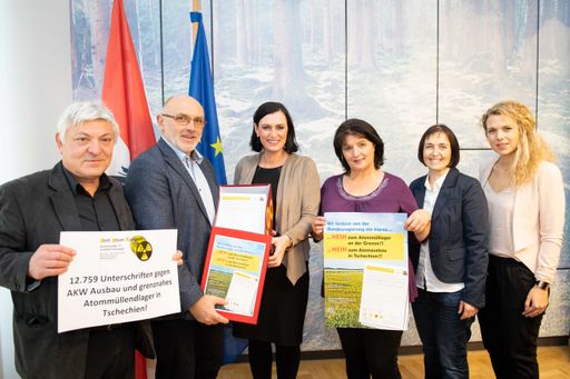 Übergabe von fast 13.000 Unterschriften gegen den
AKW Ausbau und ein grenznahes Atommüllendlager in Tschechien an BM
Köstinger