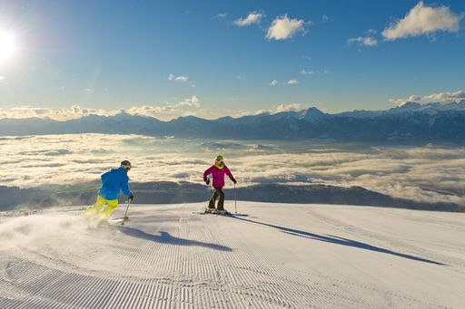 Skifahren auf der Gerlitzen auf breiten, sicheren
Pisten.