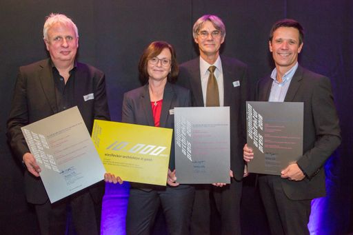 Vorschau Bild von v.l.n.r. Johannes Wiesflecker (wiesflecker-architekten), Edith
Klesl-Tauchner (BIG), Harald Greger (AFI), Bernd Wiltschek (BIG)