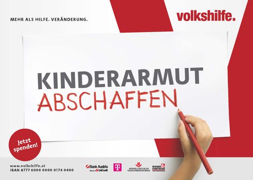Die Volkshilfe startet mit der Auszahlung der
Kindergrundsicherung an armutsbetroffene Kinder und will Kinerarmut
abschaffen. Auch mit ihrer neuen Kampagne verschreibt sie sich ganz
diesem Ziel.