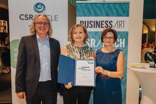 Christian Brandstätter, Geschäftsführer Business
Art; Manuela Vollmann, Geschäftsführerin ABZ*AUSTRIA; Roswitha
Reisinger, Herausgeberin Business Art