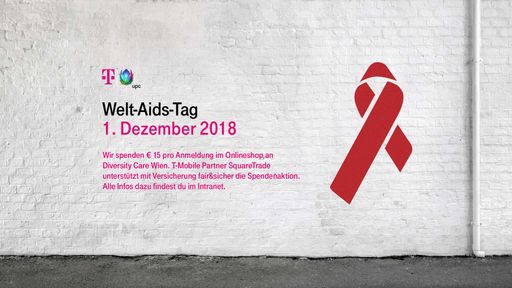  Am 1. Dezember 2018 spenden T-Mobile und UPC pro
online abgeschlossenem Vertrag 15 Euro an „Diversity Care Wien“.
Zusätzlich unterstützt T-Mobile Partner und Versicherungsspezialist
SquareTrade die Spendenaktion. SquareTrade spendet pro Abschluss der
Mobilfunkgeräte-Versicherung „Fair&Sicher“ von T-Mobile im Zeitraum
von 1. bis 15. Dezember 2018 einen Euro an „Diversity Care Wien“.