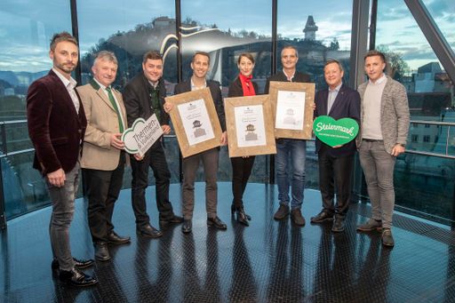 Von Links: Rene Novak Prokurist New Mediacheck,
Landtagsabgeordneter der Steiermark Hubert Lang, Ing. Mag. Mario
Gruber von Thermen- und Vulkanland Steiermark Vereinigung, Philip
Borckenstein-Quirini Geschäftsführer Therme Loipersdorf, Melanie
Franke Direktorin von Rogner Bad Blumau, Mag. Gernot Deutsch
Geschäftsführer der Heiltherme Bad Waltersdorf.