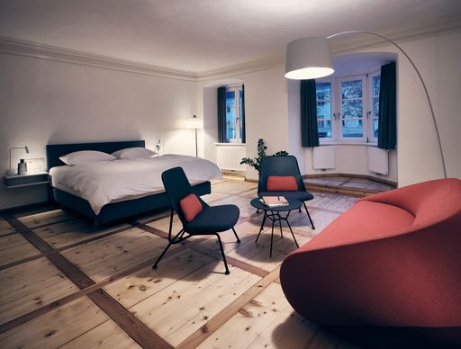 kontor Boutiquehotel Hall in Tirol: Seit Dezember
lässt es sich im denkmalgeschützten Handelshaus sehr stilvoll
Träumen.