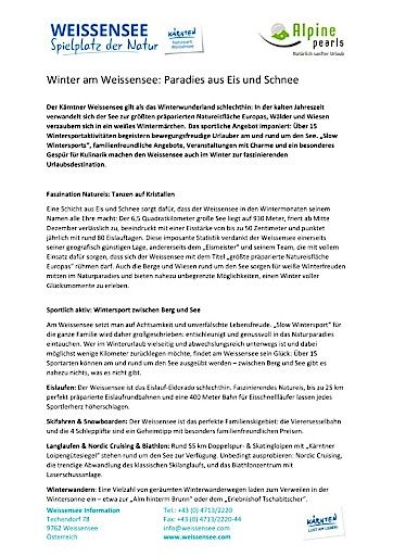 Vorschau Bild von Pressetext Winter am Weissensee