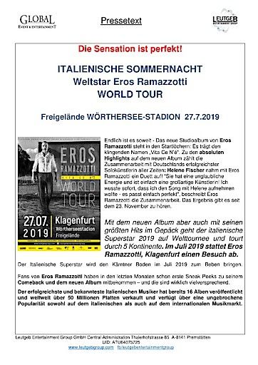 Vorschau Bild von Pressetext Eros Ramazzotti Klagenfurt 27.07.2019