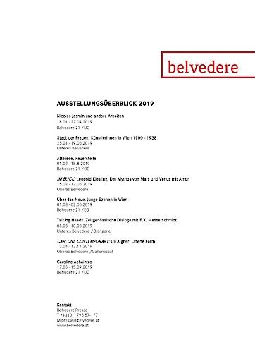 Ausstellungsübersicht Belvedere 2019
