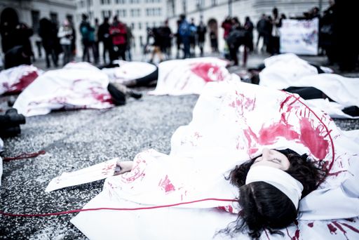 Gemeinsame Aktion der Frauenorganisationen am
Ballhausplatz setzt ein unmissverständliches Zeichen für ein Ende
der Gewalt an Frauen