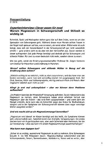 Vorschau Bild von Anhang zu OTS - Clever essen für zwei: Warum Magnesium für Schwangere und Stillende so wichtig ist