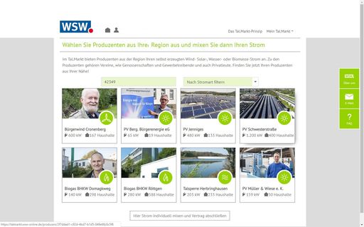 Vorschau Bild von Auf dem "Tal.Markt" kann jeder seinen individuellen Strommix
selbst festlegen. Weiterer Text über ots und
www.presseportal.de/nr/128710 / Die Verwendung dieses Bildes ist für
redaktionelle Zwecke honorarfrei. Veröffentlichung bitte unter
Quellenangabe: "obs/WSW Wuppertaler Stadtwerke GmbH"