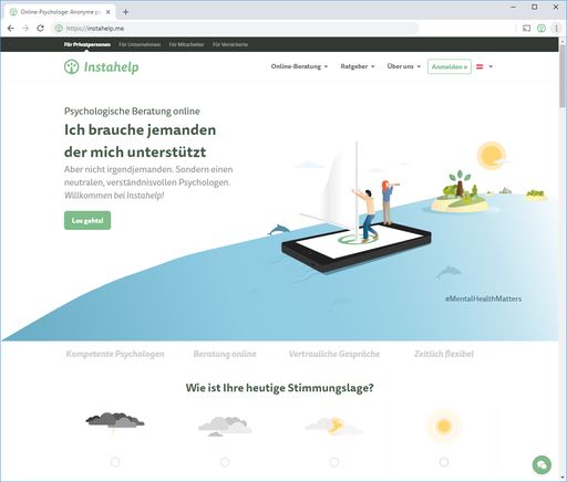 Vorschau Bild von Die Online-Plattform für psychologische Beratung
Instahelp ist einfach zugänglich, anonym und unkompliziert.