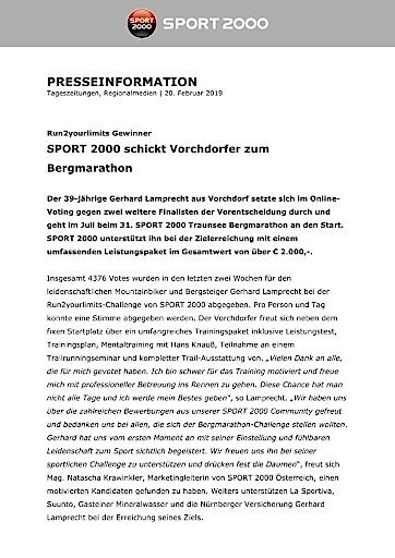 Vorschau Bild von PA SPORT 2000 schickt Vorchdorfer zum Bergmarathon