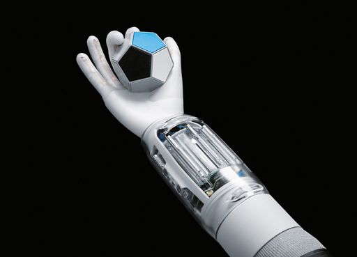  Die BionicSoftHand kann einen zwölfseitigen Würfel
so drehen, dass am Ende eine vorher festgelegte Seite nach oben
zeigt.