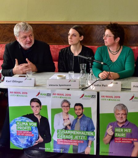 Vorschau Bild von AUGE/UG zur AK-Wahl: „Eine starke Stimme für
Klimaschutz, Soziale Gerechtigkeit und Menschenrechte in einer
starken AK!“