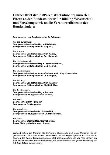  OFfener Brief an Bildungsverantwortliche in Österreich