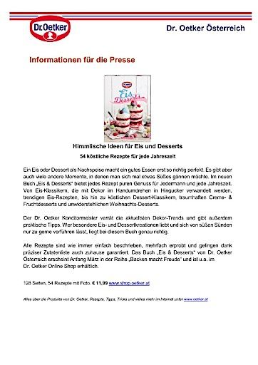  Pressemittelung Dr. Oetker Backen macht Freude 36: Eis und Desserts